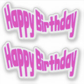 Happy Birthday Helder Roze Sticker (Voorkant)