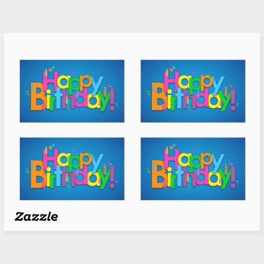 Happy Birthday - heldere kleuren Rechthoekige Sticker (Vel)