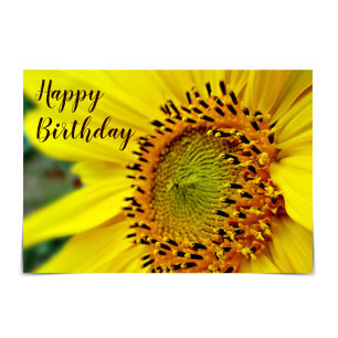 "Happy Birthday" Heldergele zonnebloem-Kaart Kaart
