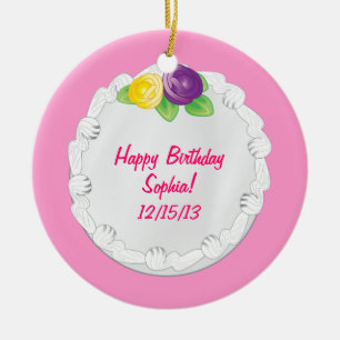 Happy Birthday herdenkingsroze Keramisch Ornament