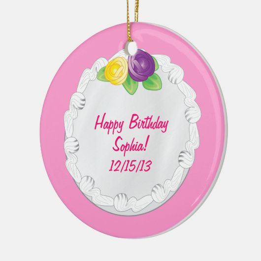 Happy Birthday herdenkingsroze Keramisch Ornament (Links)