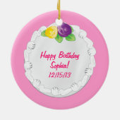 Happy Birthday herdenkingsroze Keramisch Ornament (Achterkant)