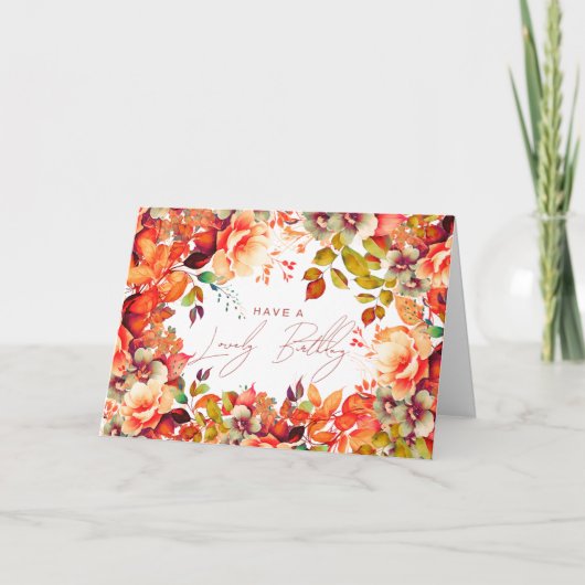 Happy Birthday Herfst Herfsttuin Bloemen Kaart (Voorkant)