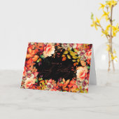 Happy Birthday Herfst Herfsttuin Bloemen Zwart Kaart (Gele Bloem)