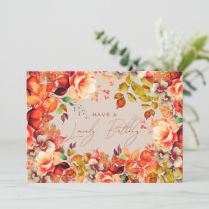 Happy Birthday Herfst Herfsttuin Floral Champagne Kaart