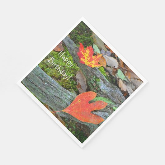 Happy Birthday herfstbladeren Servet (Hoek)