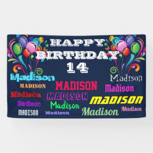 Happy Birthday - herhaal naamstation op banner