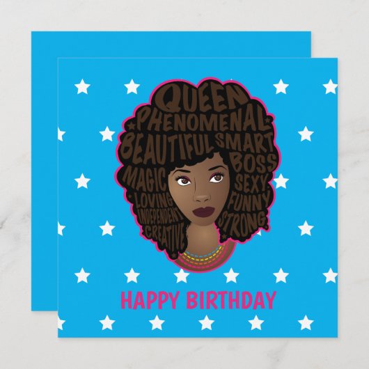 Happy Birthday, het aanmoedigen van zwarte vrouwen Kaart (Voorkant / Achterkant)