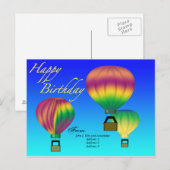 Happy Birthday Hete Luchtballon Briefkaart (Voorkant / Achterkant)