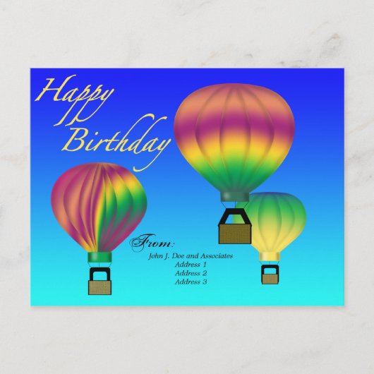 Happy Birthday Hete Luchtballon Briefkaart (Voorkant)