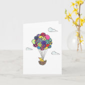 Happy Birthday Hete Luchtballon Vogelnest Kaart (Gele Bloem)