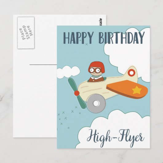 Happy Birthday High-flyer Briefkaart (Voorkant / Achterkant)