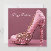 Happy Birthday High Heel Roze Mode schoen Kaart (Voorkant)