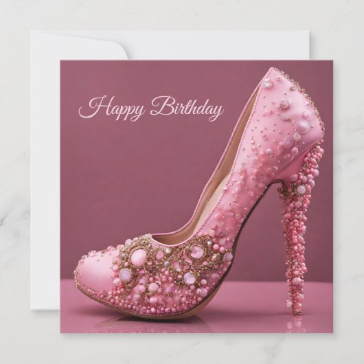 Happy Birthday High Heel Roze Mode schoen Kaart (Voorkant)