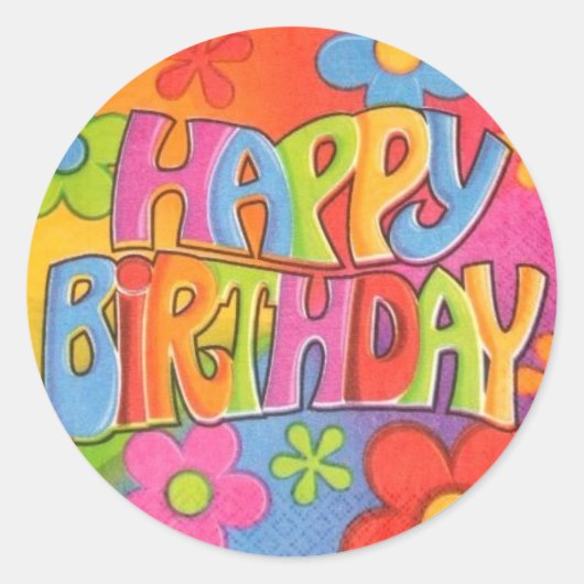 Happy Birthday Hippie Stickers (Voorkant)