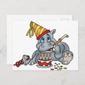 Happy Birthday Hippo Briefkaart (Voorkant / Achterkant)