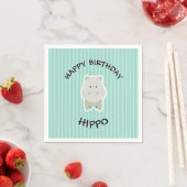 Happy Birthday Hippo Cute Party Animal Servet (Insitu)