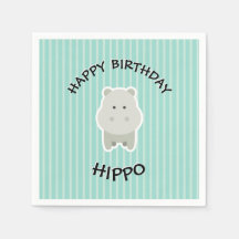 Happy Birthday Hippo Cute Party Animal