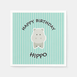 Happy Birthday Hippo Cute Party Animal Servet