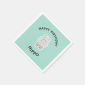 Happy Birthday Hippo Cute Party Animal Servet (Hoek)