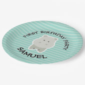 Happy Birthday Hippo Party Animals Papieren Bordje (Gekanteld)