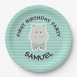 Happy Birthday Hippo Party Animals Papieren Bordje