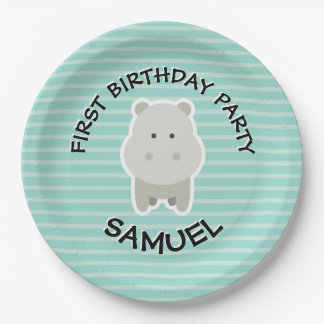 Happy Birthday Hippo Party Animals Papieren Bordje