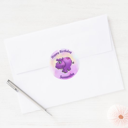 Happy Birthday Hippo Stickers (Envelop)