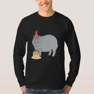 Happy Birthday Hippo Zoo Dierenvriend Party Pet ca T-shirt