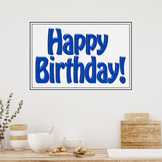 Happy Birthday HOBO-tekst - blauw Poster (Keuken)