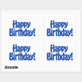 Happy Birthday HOBO-tekst - blauw Rechthoekige Sticker (Vel)