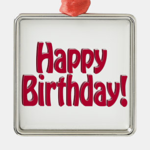 Happy Birthday HOBO Tekst - Rood Metalen Ornament