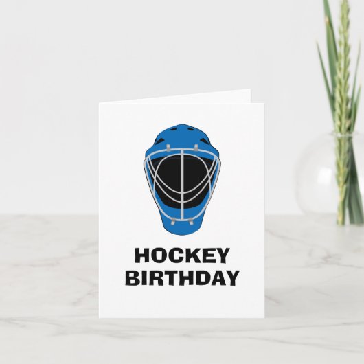 Happy Birthday Hockey Goalie Masker Blauw Kaart (Voorkant)