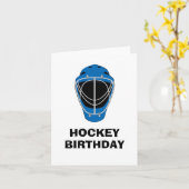 Happy Birthday Hockey Goalie Masker Blauw Kaart (Gele Bloem)