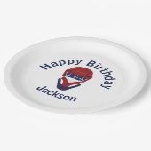 Happy Birthday Hockey Red en Blue Papieren Bordje (Gekanteld)