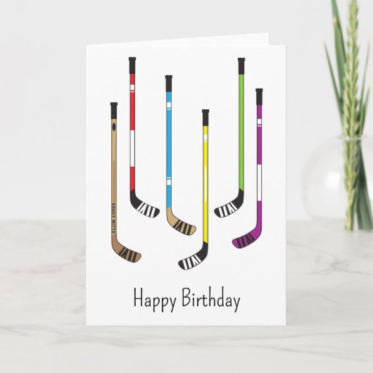 Happy Birthday Hockey Sticks Wenskaart Kaart (Voorkant)