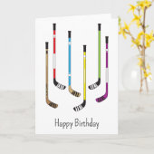 Happy Birthday Hockey Sticks Wenskaart Kaart (Gele Bloem)