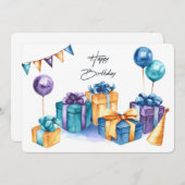 Happy Birthday Holiday Card Feestdagenkaart (Voorkant / Achterkant)