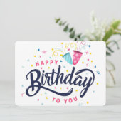 Happy Birthday Holiday Card Feestdagenkaart (Staand voorkant)