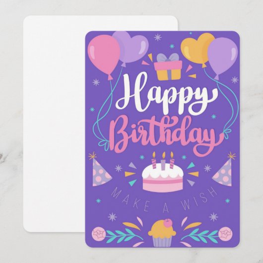 Happy Birthday Holiday Card Feestdagenkaart (Voorkant / Achterkant)