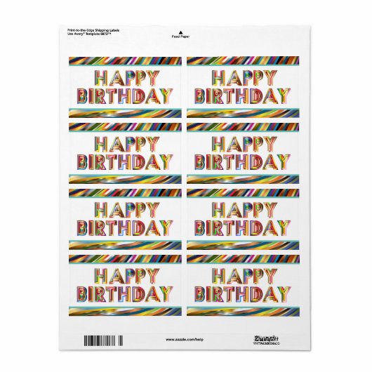 Happy Birthday Hologram Etiket (Full Sheet)