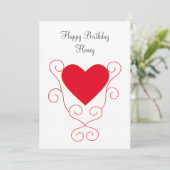 Happy Birthday Honey Heart Birthday (Staand voorkant)