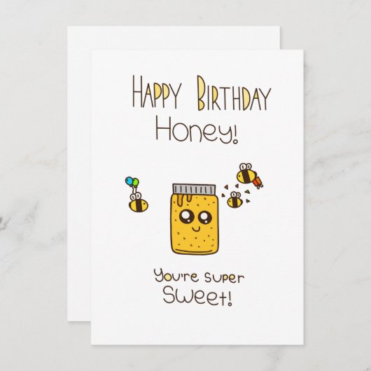 Happy Birthday Honey Kaart (Voorkant / Achterkant)