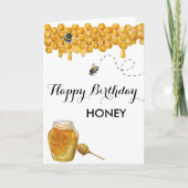 Happy Birthday Honey Waterverf Bee Kaart (Voorkant)