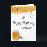 Happy Birthday Honey Waterverf Bee Kaart<br><div class="desc">Dit ontwerp kan worden gepersonaliseerd door de Edit optie van het Ontwerp te kiezen. Je kunt ook overdragen naar andere objecten. Neem contact met me op via colorflowcreations@gmail.com of gebruik de chatoptie bovenaan de pagina als u dit ontwerp op een ander product wilt plaatsen of hulp nodig hebt. Bekijk meer...</div>