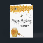 Happy Birthday Honey Waterverf Bee Kaart<br><div class="desc">Dit ontwerp kan worden gepersonaliseerd door de Edit optie van het Ontwerp te kiezen. Je kunt ook overdragen naar andere objecten. Neem contact met me op via colorflowcreations@gmail.com of gebruik de chatoptie bovenaan de pagina als u dit ontwerp op een ander product wilt plaatsen of hulp nodig hebt. Bekijk meer...</div>