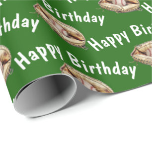 Happy Birthday honkbal in handschoen Cadeaupapier