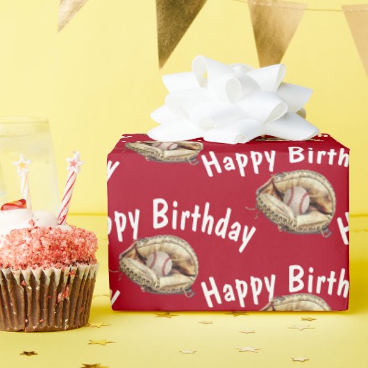 Happy Birthday honkbal in handschoen Cadeaupapier (Verjaardagsfeest)