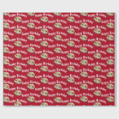 Happy Birthday honkbal in handschoen Cadeaupapier (Vlak)