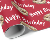 Happy Birthday honkbal in handschoen Cadeaupapier (Rol Hoek)